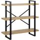 Industrial Open 3 Tier Bookshelf Light Wood Black Metal Frame Timber - Light Wood