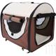 Folding Fabric Soft Pet Crate Dog Cat Travel Carrier Cage Kennel House - Brown - Pawhut