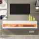 Modern Floating tv Stand with led Lights Wall Mounted High Gloss Center Media Console Storage Shelf for up to 65 tv