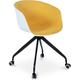 Office Chair with Armrests - Desk Chair with Castors - Black and White - Jodie Yellow Metal, PP, Fabric - Yellow