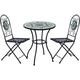 Outdoor 3pc Bistro Set Dining Folding Chairs Patio Furniture Black - Black - Outsunny