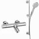 Enki - Dune, BBT0152, Chrome, Thermostatic Wall Mounted Bath Shower Mixer Valve with Shower Head, Hose & Rail, Solid Brass, Anti-Scald Device,