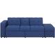 Modern 3 Seater Sofa Bed With Storage Sectional Ottoman Tufted Fabric Blue Falster - Blue