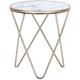 Beliani - Side Table Hairpin Legs Tempered Glass Round Top Marble Effect White Meridian - Gold