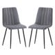 Laney Grey Fabric Dining Chairs With Black Legs In Pair