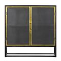 Cava Glass Drinks Cabinet With Brushed Brass Frame In Black