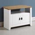 Ladkro Wooden Corner TV Stand In White And Oak