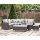Laie Sofa Set With Rectangular Rising Dining Table In Grey