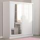 Mack Mirrored High Gloss Sliding Wardrobe With 2 Doors In White