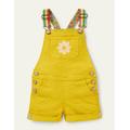 Fun Short Dungarees Yellow Girls Boden, Sweetcorn Yellow Flower