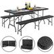 Casaria - Malmö 3Pc Garden Trestle Table & Bench Set 180cm Foldable Outdoor Furniture Plastic Top w/Steel Frame Picnics bbq Parties Portable