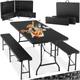 Tectake - Camping table and bench set - Camping suite, Camping set, Camping furniture set - black-rattan look