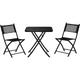 Outsunny - 3Pcs Garden Bistro Set Folding Table and 2 Chairs Outdoor Furniture - Black