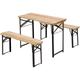 Outdoor Picnic Table Portable Folding Camping Patio Beer Table Set - Natural Wood Color - Outsunny