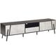 Tv Stand Concrete Effect Front Black Top Metal Legs Cabinets Drawer Blackpool - Grey