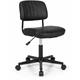 Pu Leather Office Chair, Ergonomic Swivel Computer Desk Chair with Wheels, Height Adjustable Mid-Back Padded Armless Executive Task Chairs (Black)