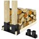 Firewood Stacking Aid Set of 2, diy Wood Rack for 2x4s, Storage Stand, Coated Steel, Black - Relaxdays