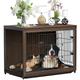 Wooden Wire Pet Kennel Double Doors Dog Crate with Toilet Tray, tv Stand Cabinet End Table Extra Large 97.5 x 59 x 75.7cm