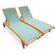 Sweeek - Pair of fsc eucalyptus and textilene sun loungers - Natural wood colour, Sage Green textilene - Marbella - Sage Green