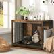 Rustic Brown Wooden Dog Cage Cat Pet Crate House End Table Dog Kennel Dual Door, Extra Large 97.5x59x75.7cm