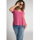 Plus Size Twisted Cord Detail Round Neck A-line Fit Tee, Woman, pink, size: 16/18, cotton, Ulla Popken