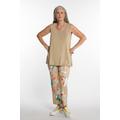 Plus Size Exotic Floral Bootcut Stretch Cotton Pants, Woman, beige, size: 16, artificial silk/cotton, Ulla Popken