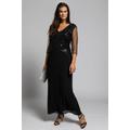 Plus Size Beaded Sequin Design Crepe Event Maxi Dress, Woman, black, size: 16, polyester, Ulla Popken