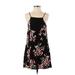 Kendall & Kylie Casual Dress - Slip dress: Black Floral Dresses - Women's Size Small