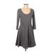 H&M Casual Dress - A-Line Scoop Neck 3/4 sleeves: Gray Print Dresses - Women's Size Medium