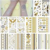 INTEROOKIE Gold and silver sticky tattoo waterproof temporary tattoo sticker