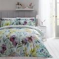 Dorma Florian Reversible 100% Cotton Duvet Cover and Pillowcase Set Green