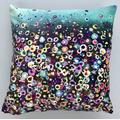 Teal Dotty Velvet Cushion