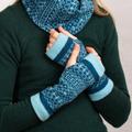 Soft Knitted Fair Isle Mittens Lambswool Blue Teal