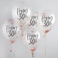 Five Rose Gold 'Happy 30th' Birthday Confetti Balloons