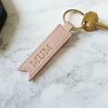 Leather Ribbon Keyring In Pink