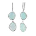 Aqua Earrings Two Stone Evening Drop Earrings