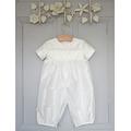 Boys 'Vienna' Christening Romper Suit, Ivory/Baby Blue/Blue