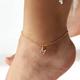 Letter Figaro Chain Anklet Silver Or Gold Plated, Silver