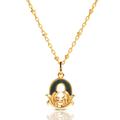 Gold Plated O Initial Necklace With Green Marble, Gold