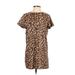 Antistar Casual Dress - Shift Crew Neck Short sleeves: Brown Animal Print Dresses - Women's Size Small - Print Wash