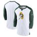 Men's Nike White/Green Green Bay Packers Rewind 3/4-Sleeve T-Shirt