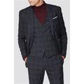 Ben Sherman Navy Blue Red Check Slim Fit Men's Suit Jacket