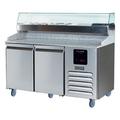 U-Line UCPP566-SS61A 65 1/8" Pizza Prep Table w/ Condiment Rail & Refrigerated Base, 115v, Stainless Steel