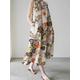 Women Plant Floral Print Sleeveless Loose Maxi Dress With Side Pocket
