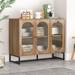 Walnut color Sideboard Cabinet with Glass Door