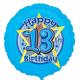 18 Inch Blue Happy 13Th Birthday Foil Helium Balloon