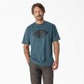 Dickies Men's Short Sleeve Heavyweight Logo T-Shirt - Baltic Blue Heather Size 2 (WS22C)