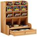 Wooden Desk Organizer Multifunctional Drawer Stationery Desk Storage Box Pen Holder for Home Office School (Cherry)