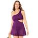 Plus Size Women's One Shoulder Tie Lace Swimdress by Swimsuits for All in Spice (Size 18)