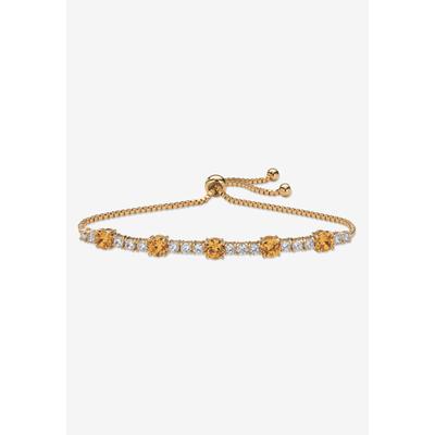 Women's 1.60 Cttw. Birthstone And Cz Gold-Plated Bolo Bracelet 10" by PalmBeach Jewelry in November